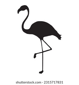 flamingo silhouette set collection isolated black on white background vector illustration