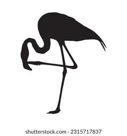 colección de conjuntos de siluetas flamingo aislado negro sobre fondo blanco ilustración vectorial