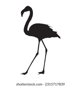 flamingo silhouette set collection isolated black on white background vector illustration