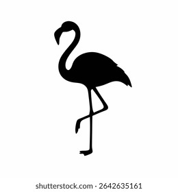 Flamingo silhouette stands gracefully on one leg