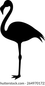 Flamingo Silhueta Vetor Elegante pássaro Pose Clipart