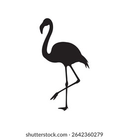 Ilustración plana de Vector de silueta de flamenco sobre fondo blanco.