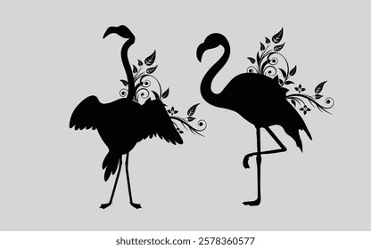 Flamingo silhouette vector graphic black and white