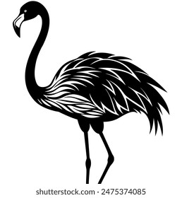 Diseño de Ilustración vectorial de silueta flamingo en fondo blanco