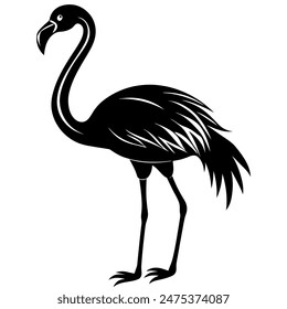 Diseño de Ilustración vectorial de silueta flamingo en fondo blanco
