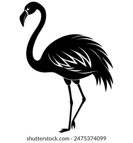 Diseño de Ilustración vectorial de silueta flamingo en fondo blanco