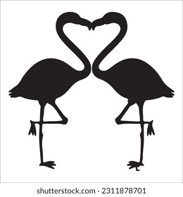 Flamingo Silhouette Vector Illustration, Flamingo silhouettes set isolated on white 