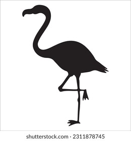 Flamingo Silhouette Vector Illustration, Flamingo silhouettes set isolated on white 