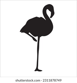 Flamingo Silhouette Vector Illustration, Flamingo silhouettes set isolated on white 