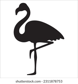 Flamingo Silhouette Vector Illustration, Flamingo silhouettes set isolated on white 