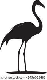 Flamingo Silhouette Vector Illustration White Background