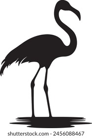Flamingo Silhouette Vector Illustration White Background