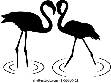 flamingo silhouettes vector image. isolated object