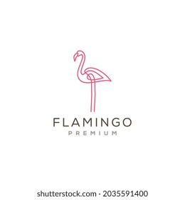 Flamingo einfaches Logo-Design. Vektorgrafik-Illustration der Linie