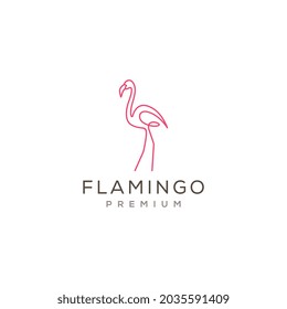 Flamingo simple logo design. Line art vector illustration