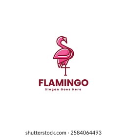 Flamingo Simple Mascot Logo Template