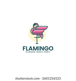 Flamingo Simple Mascot Logo Template