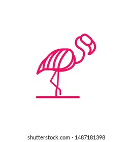 Flamingo Simple Outline Logo Design