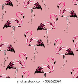 flamingo sketch vector illustration seamless 