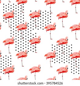 flamingo sketch vector illustration seamless. tropical theme, the idea of textiles, fashion trend, flamingo pattern on a white background.