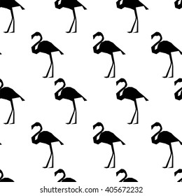 flamingo sketch vector illustration seamless. Textile design Monochrome