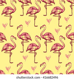 flamingo sketch vector illustration seamless
