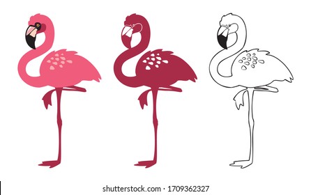 Flamingo Sketch-vector illustration in flat design style