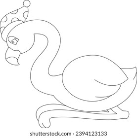 Ilustración de arte gráfico de vectores de animales de capa nocturna Flamingo Sleeping Nightcap