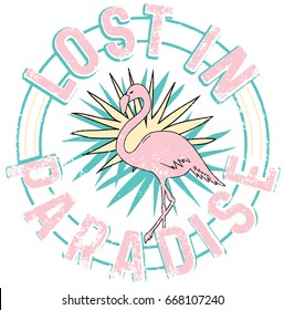 flamingo and slogan graphic fresh summer days