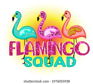 Flamingo squad. Summer print. Flamingo sublimation
