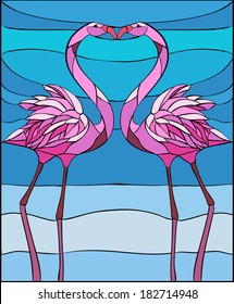 flamingo / stained glass window