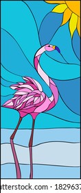 flamingo / stained glass window