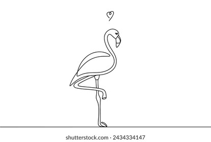 Flamingo stands on one leg. A southern waterbird with soft pink plumage, a long neck and long legs. Vector illustration. Images produced without the use of any form of AI software at any stage.