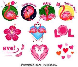 Flamingo Stickers Set