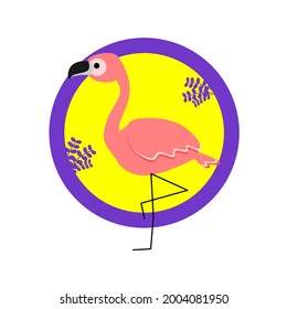 Flamingo Sommer Vogel Vektorgrafik mit Cartographie-Stil