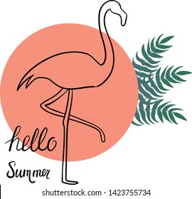 Flamingo summer. Enjoy today. Vector illustration. Cartoon. Tropic happy.