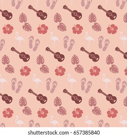 Flamingo, summer, holiday, hawaii pattern. Vector art.