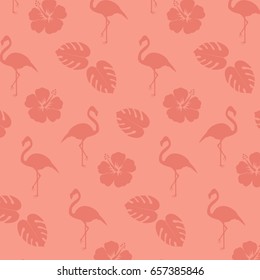 Flamingo, summer, holiday, hawaii pattern. Vector art.