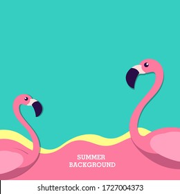 Flamingo Summer Vector  Background. trendy summer concept