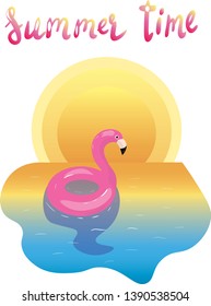 Flamingo summer vector illustration. Concept for print, logo, web design, textile, icon