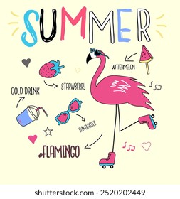Diseño de Ilustración vectorial de verano flamenco