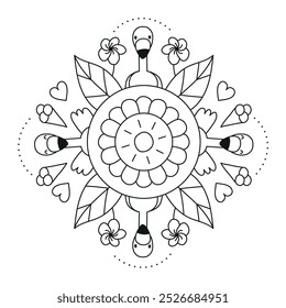 Flamingo Sommer Vektor Linie Zeichnung Mandala Illustration