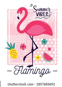 FLAMINGO, SUMMER VIBES, TROPICAL,  GRAPHIC TEES VECTOR DESIGNS AND OTHER USES