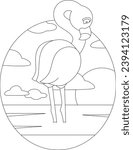 Flamingo Sunset Animal Vector Graphic Art Illustration