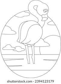 Ilustración de arte gráfico de vectores de animales Flamingo Sunset