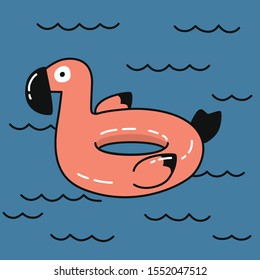 flamingo swim ring vector illustration.
