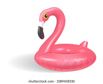 Flamingo swim tube. Toy, swimming pool, summer. Sea concept. Can be used for greeting cards, posters, leaflets and brochure