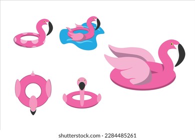 Flamingo Swimming Balloon Design Vector