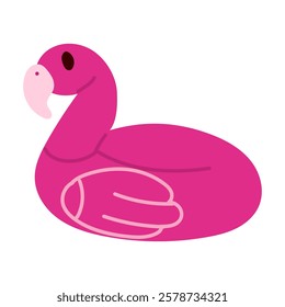 Flamingo swimming circle. Inflatable rubber ring in the shape of a pink flamingo. A mattress for swimming. Summer theme. A subject denoting rest and tropical vacations