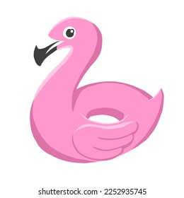 Flamingo swimming ring. Inflatable rubber. Vector illustration in cartoon style isolated on white background.